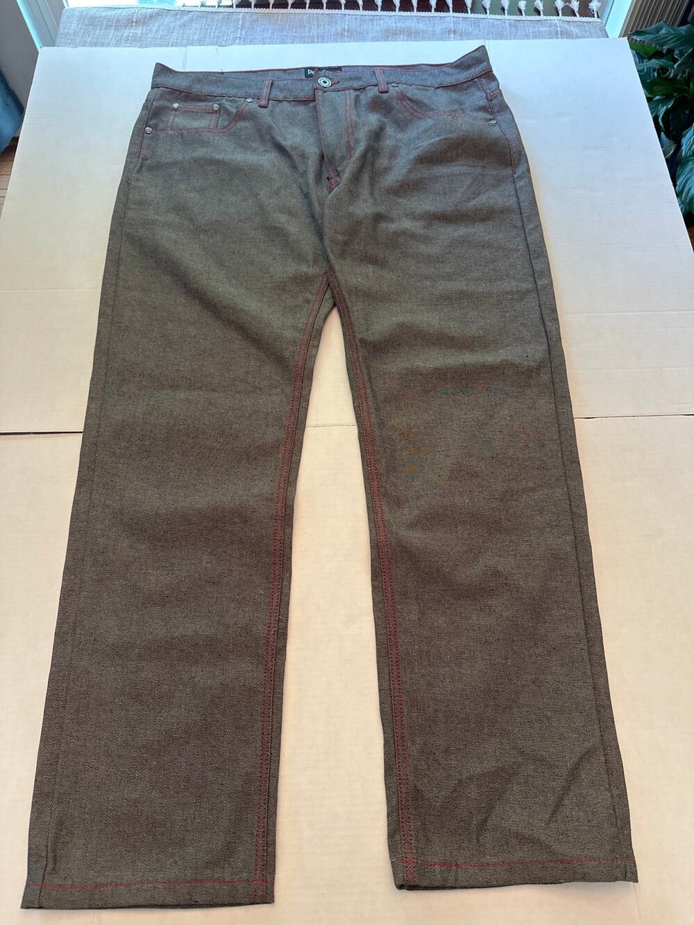 Denim Culture Gray Straight Leg Jeans Red Contrast Stitching Mens Size 40x32